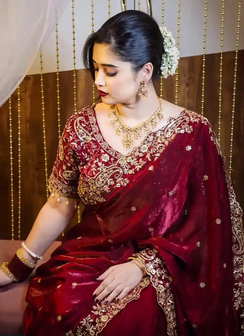 অরিজিনাল ইন্ডিয়ান জিমি চু সিল্ক পার্টি শাড়ি